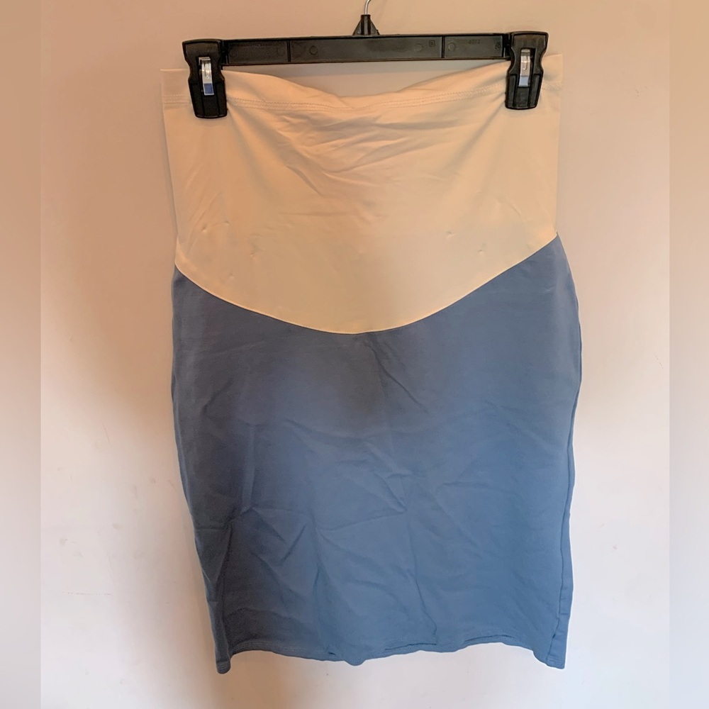 Pink Blush blue maternity pencil skirt